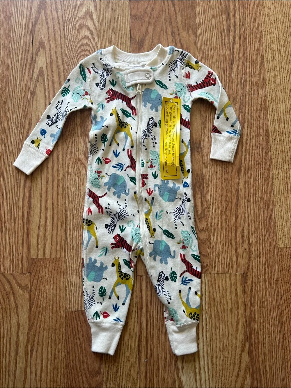 Hanna Andersson One-Piece Pajamas with Colorful Safari Animals NWT Size 60/US3/6